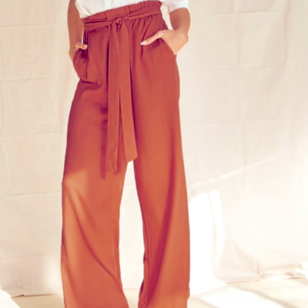 Rust wide leg pants